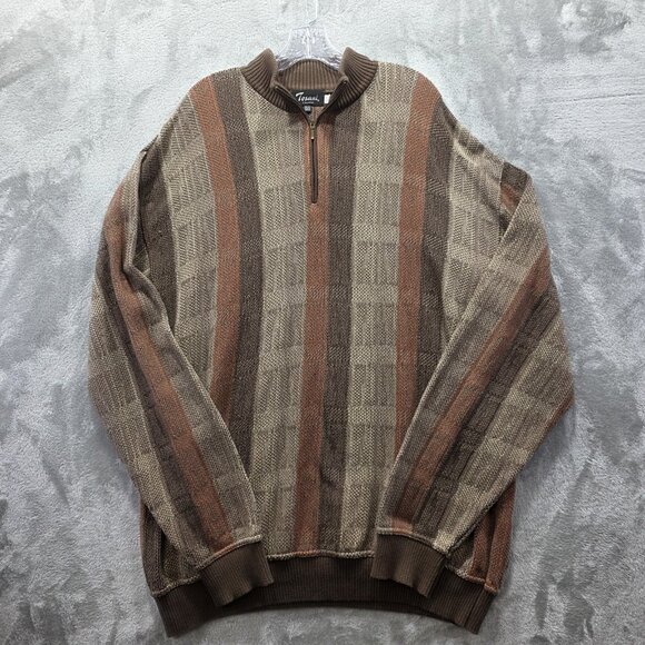 Tosani Sweater Mens XLT Pullover Mocha Biggie Crosby 90s Vintage VTG - Picture 1 of 10